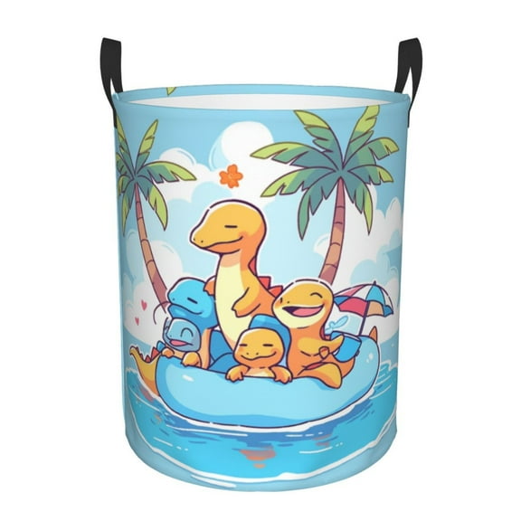 Cartoon Cute Holiday Dinosaur Laundry Hamper Small Storage Basket/Toy Organizer/Dirty Clothes Bucket