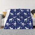 Cartoon Cute Horse Tulip Flowers Throw Blanket for Couch, Soft Comfy