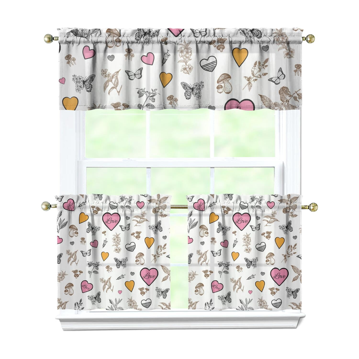 Cartoon Cute Kitchen Curtains Set - Playful Kawaii Kids Window Curtain ...
