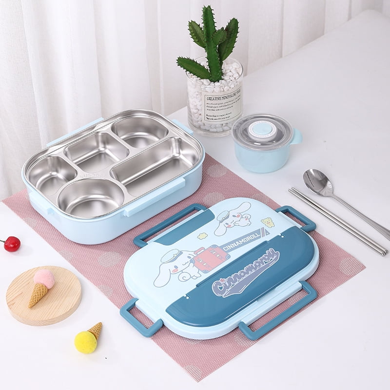 Boîte à Lunch Cartoon Imprimé Avec Poignée Kawaii Et 4 Points