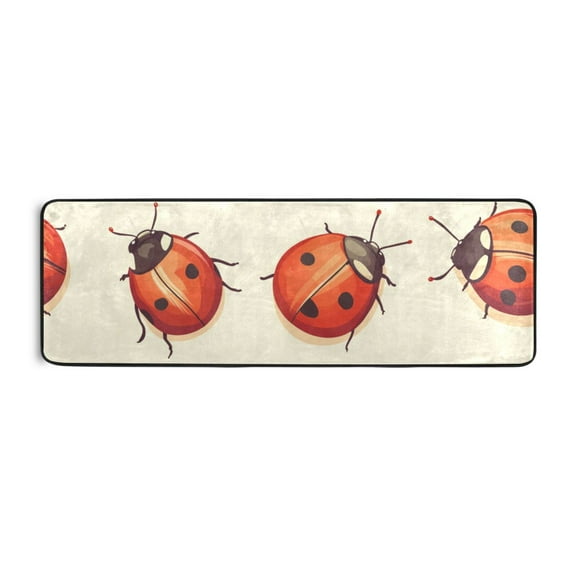 Cartoon Cute Ladybugs Runner Rug for Hallways Kitchen Non Slip 2'x 6' Washable Hall Carpet for Bedroom Entryway Laundry Room