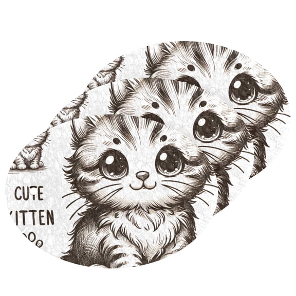 Cartoon Cute Little Cat 3 Pack Dish Sponges Bulk Natural Sponges Compressed Sponges Non-Scratch for Kitchen Cleaning Dishes