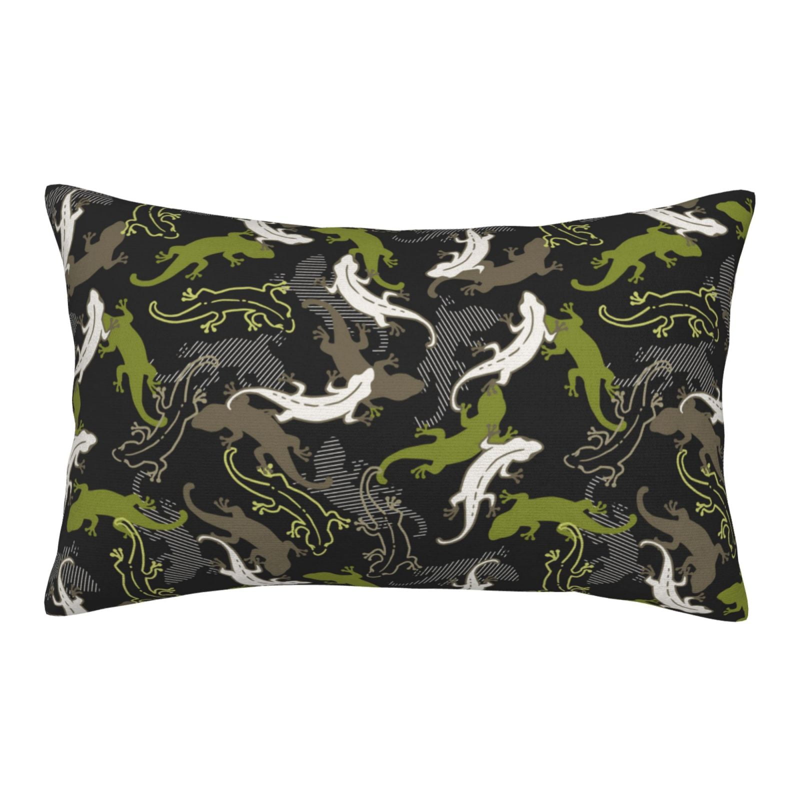 Cartoon Cute Lizard Gecko Green Throw Pillow Covers 16" x 24