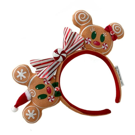 Cartoon Cute Minnie Ears Bow Christmas Gingerbread Exclusive Headbands, Fashion Hairbands Headwear for Women Girls, Kids Christmas Funny Gift