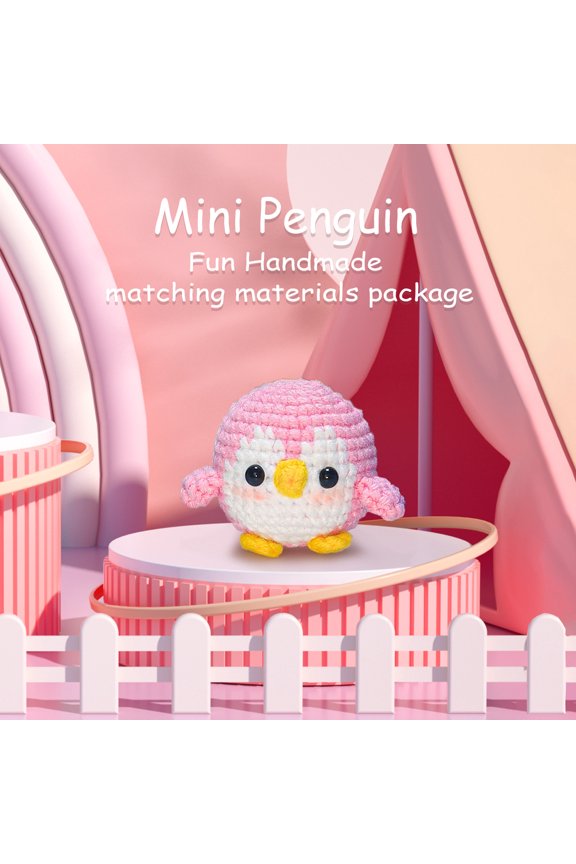 Cartoon Cute Multi Color Penguin Beginner Penguin Crochet Set with Video Tutorial Cotton Weaving Yarn Needle Hook Knitting Tool Set DIY Craftsmanship
