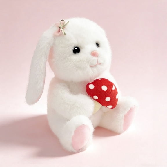 Cartoon Cute Mushroom Bunny Stuffed Animal Doll-9.4in Soft Rabbit Plush Toy Accompany Partner