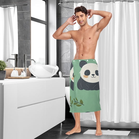 Cartoon Cute Panda Men Bath Towel Adjustable Body Wrap for Sauna Spa Gym Shower After Soft Cover Up