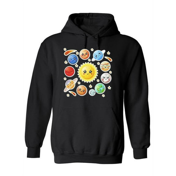 Cartoon Cute Planets Hoodie Women -Image by Shutterstock, Female Medium