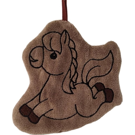 Cartoon Cute Pony Hand Towel Fleece Home Kitchen Wipes Horse Thickened Hanging Soft Absorbent Towels for Bathroom Cartoon Kitchen Home Kids Room Decor