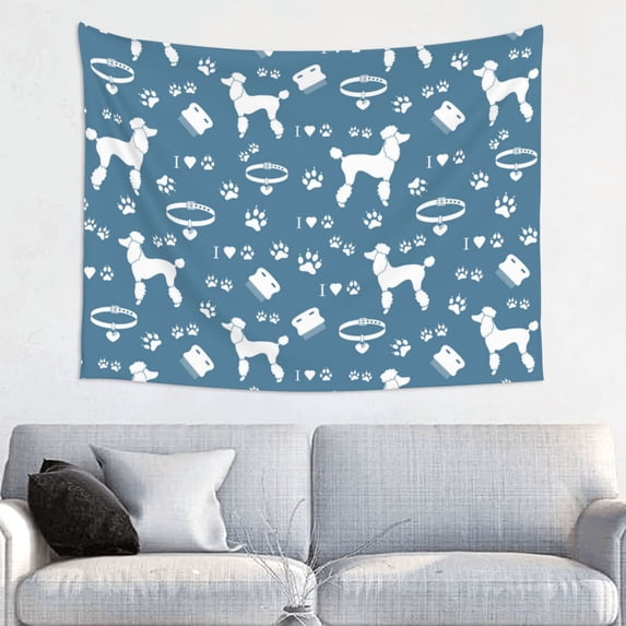 Cartoon Cute Poodle Dog Tapestry for Bedroom - Tapestry Wall Hanging Wall Tapestry for Dorm Wall Decor Home Decoration , Aesthetic Funny Tapestry 29 x 37in
