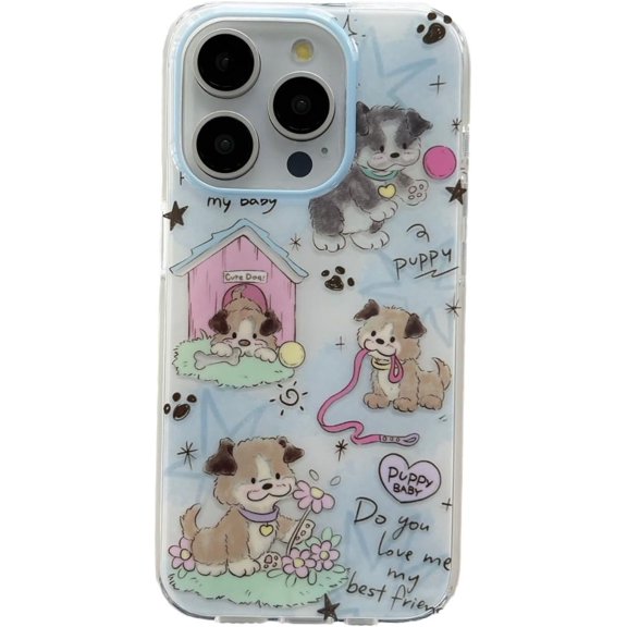 Cartoon Cute Puppy Dogs Soft for iPhone Case (Blue,iPhone 12 Pro Max)