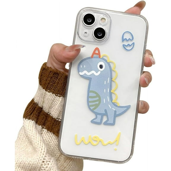 Cartoon Cute Rabbit Dinosaur Clear Couple Case Compatible with iPhone Case (Cartoon Cute Dinosaur,iPhone 15)