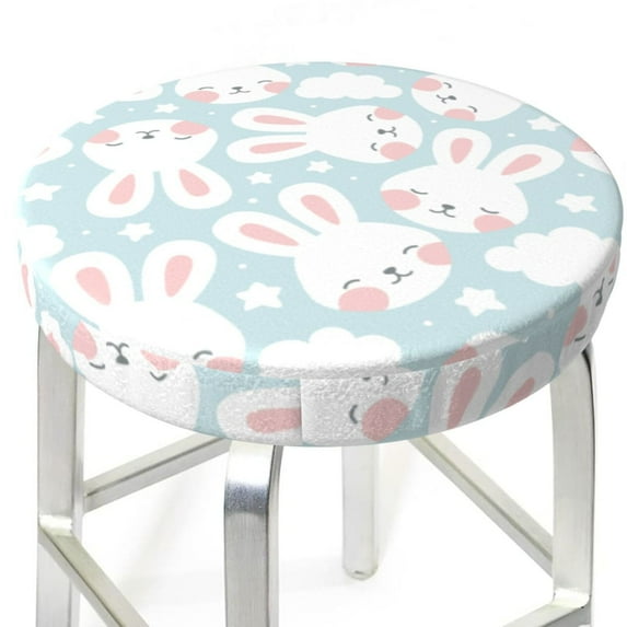 Cartoon Cute Rabbit Face Stars Bar Stool Covers - Stretch Round Seat ...