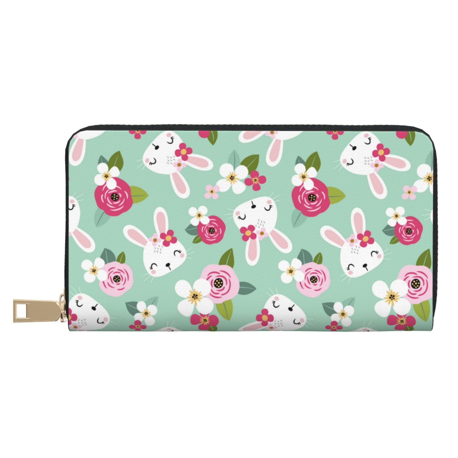 Cartoon Cute Rabbit Flower Rose_A Wallet Women, Leather Bifold Multi ...