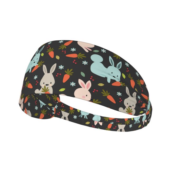 Cartoon Cute Rabbit Radish Headbands for Women Men, Workout Elastic