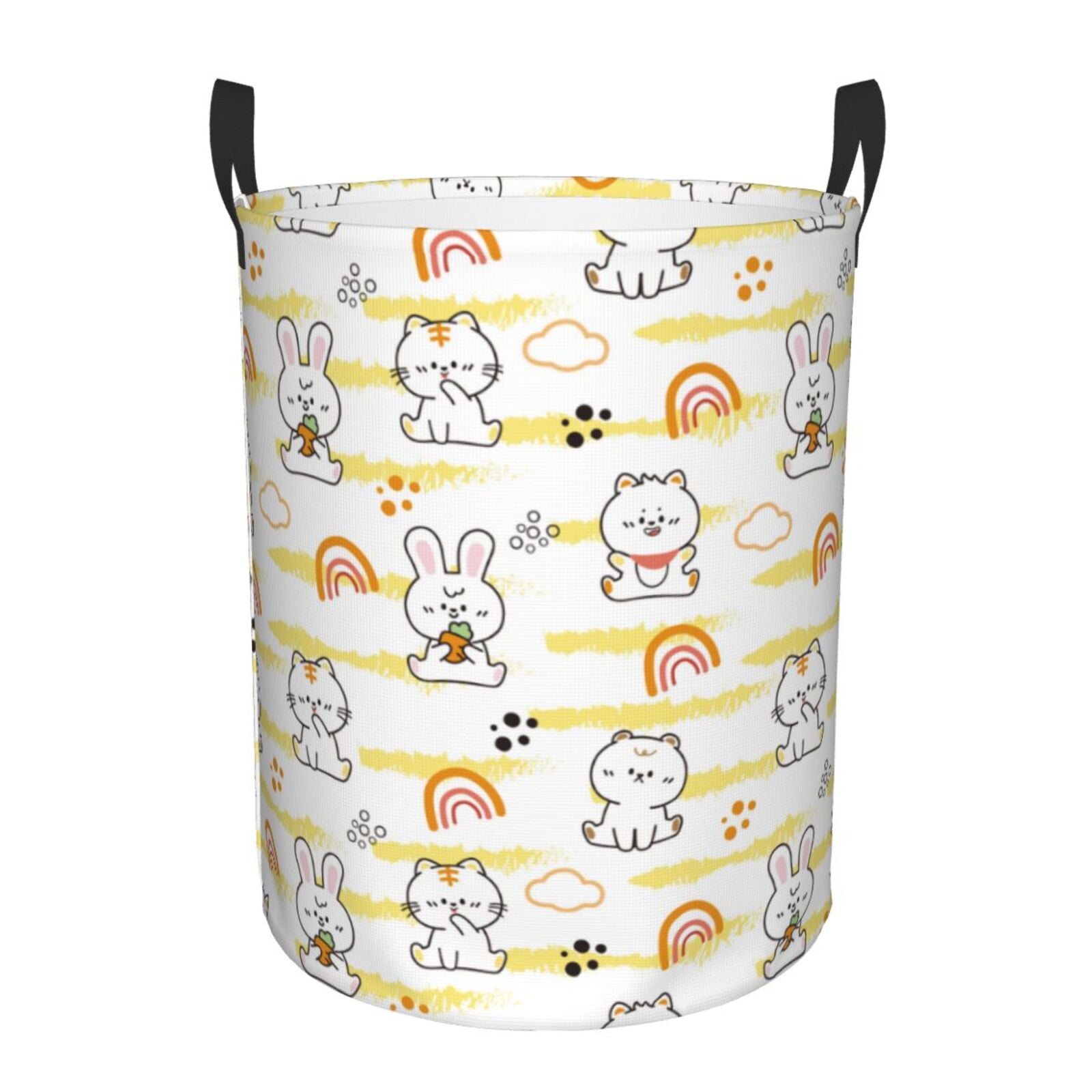 Cartoon Cute Rabbit Tiger Round Laundry Basket, Laundry Hamper with ...