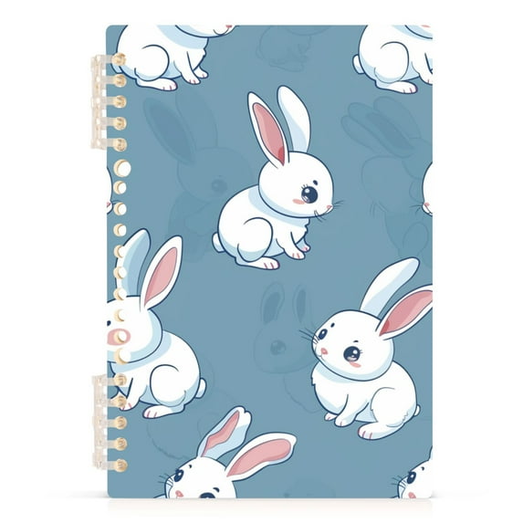 Cartoon Cute Rabbits Spiral Journal Notebook College Ruled Notebook 8.3" x 5.7" A5 Lined Thick Paper Page