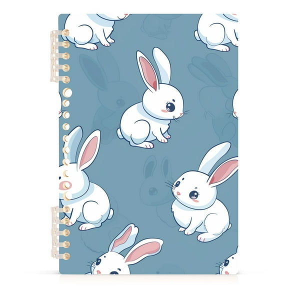 Cartoon Cute Rabbits Spiral Journal Notebook College Ruled Notebook 8.3" x 5.7" A5 Lined Thick Paper Page