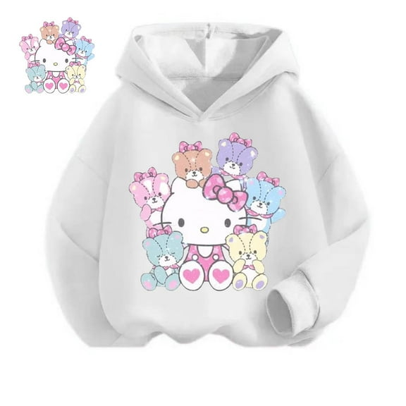 Cartoon Cute Sanrio Hello Kitty Printed Sweatshirt Fall And Winter Casual Comfortable Warm Hooded Sweatshirt