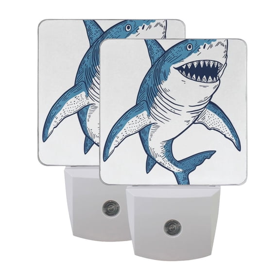Cartoon Cute Shark LED Night Light with Smart Sensor Plug Into Wall Dusk to Dawn 2 packs