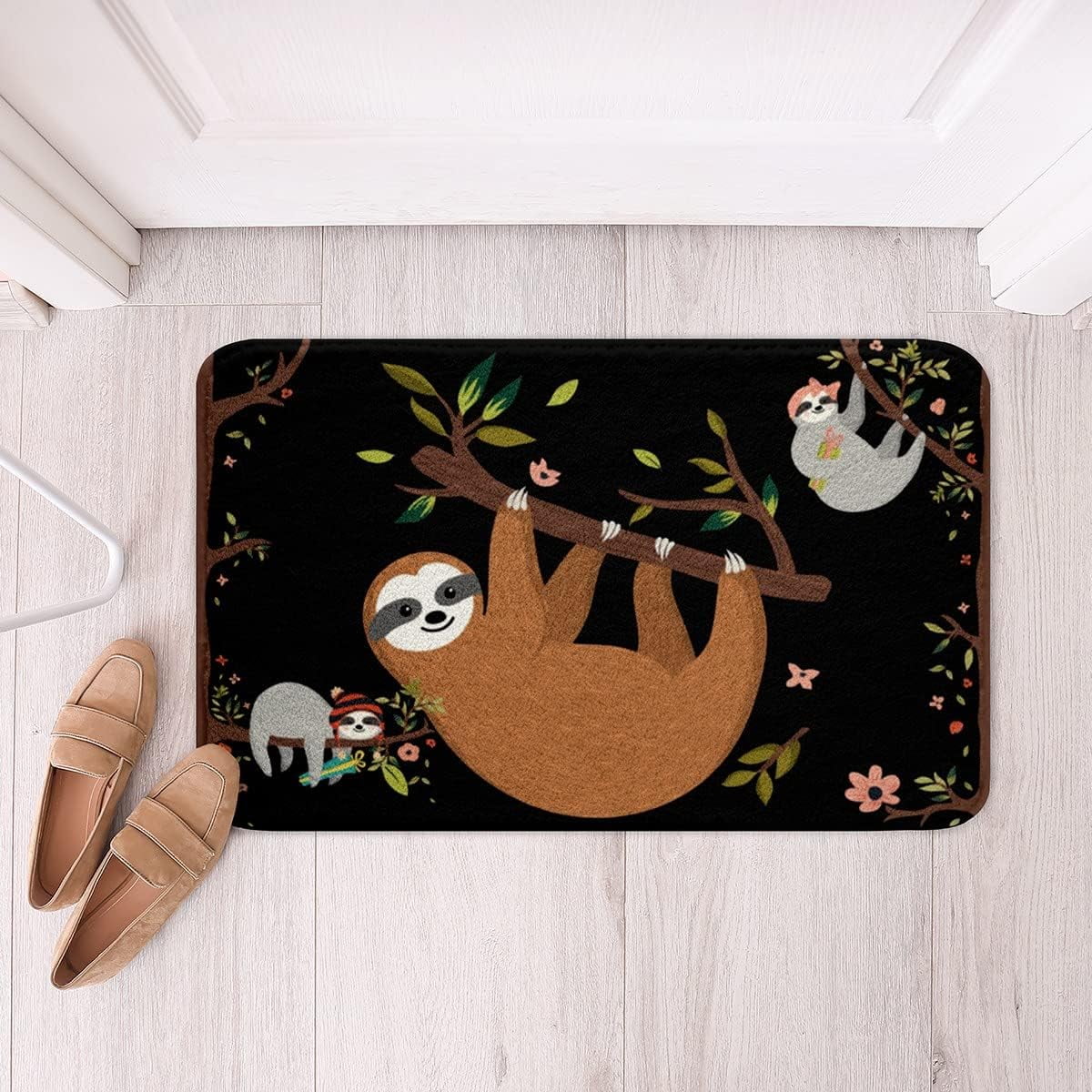 Cartoon Cute Sloth Bathroom Rugs Wild Jungle Animal Bath Mats for