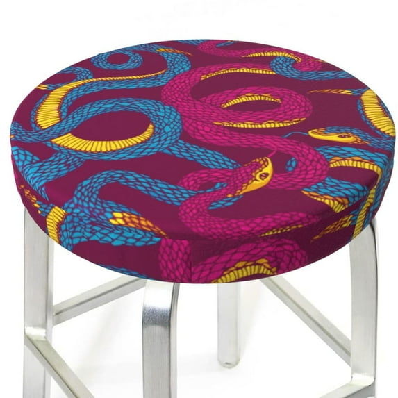 Cartoon Cute Snake Rose Red Blue Bar Stool Covers - Stretch Round Seat ...