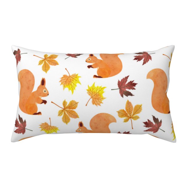 Cartoon Cute Squirrel Maple Leaf King Pillow Cases, Soft King Size
