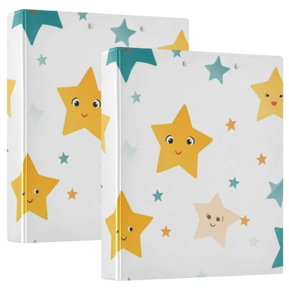 Cartoon Cute Start Hardcover 3 Ring Binder 1.5 inch Round Rings with Interior Pockets Binders Organizer Office School 1 Pack