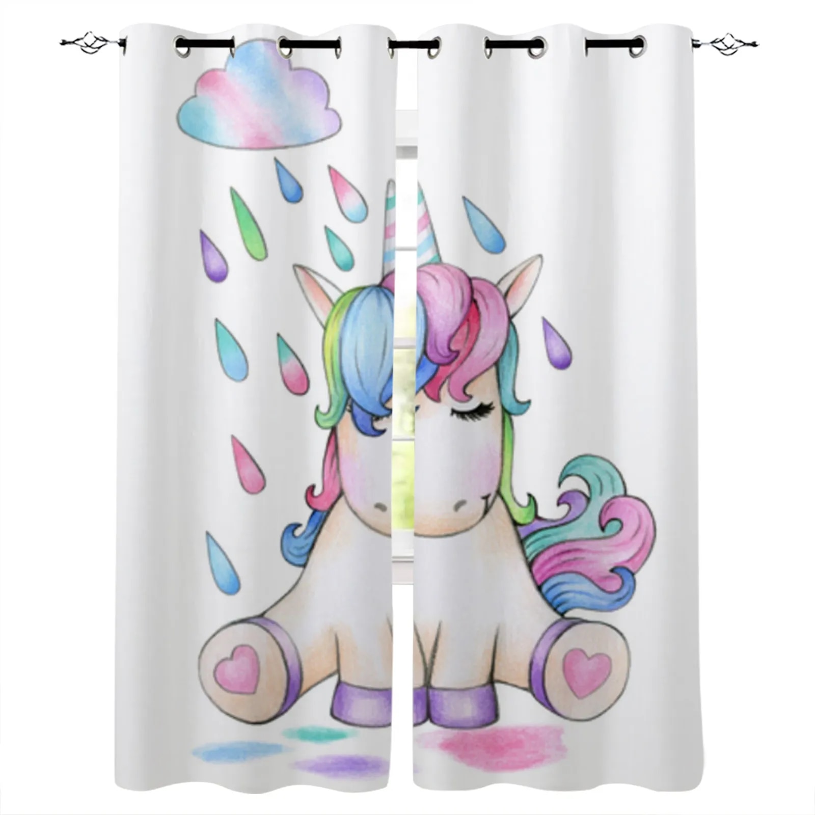 Cartoon Cute Unicorn Windows Curtains for Living Room Child Bedroom