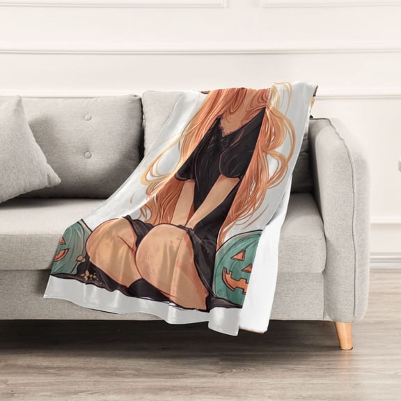 Cartoon Cute Witch Throw Blanket 60" x 90" Soft and Warm Blankets for Couch Sofa and Bed