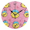 thumbnail image 1 of Cartoon Cute Yellow Chick Round Wall Clock Silent Battery Operated Home Decor for Living Room Bedroom, 1 of 7