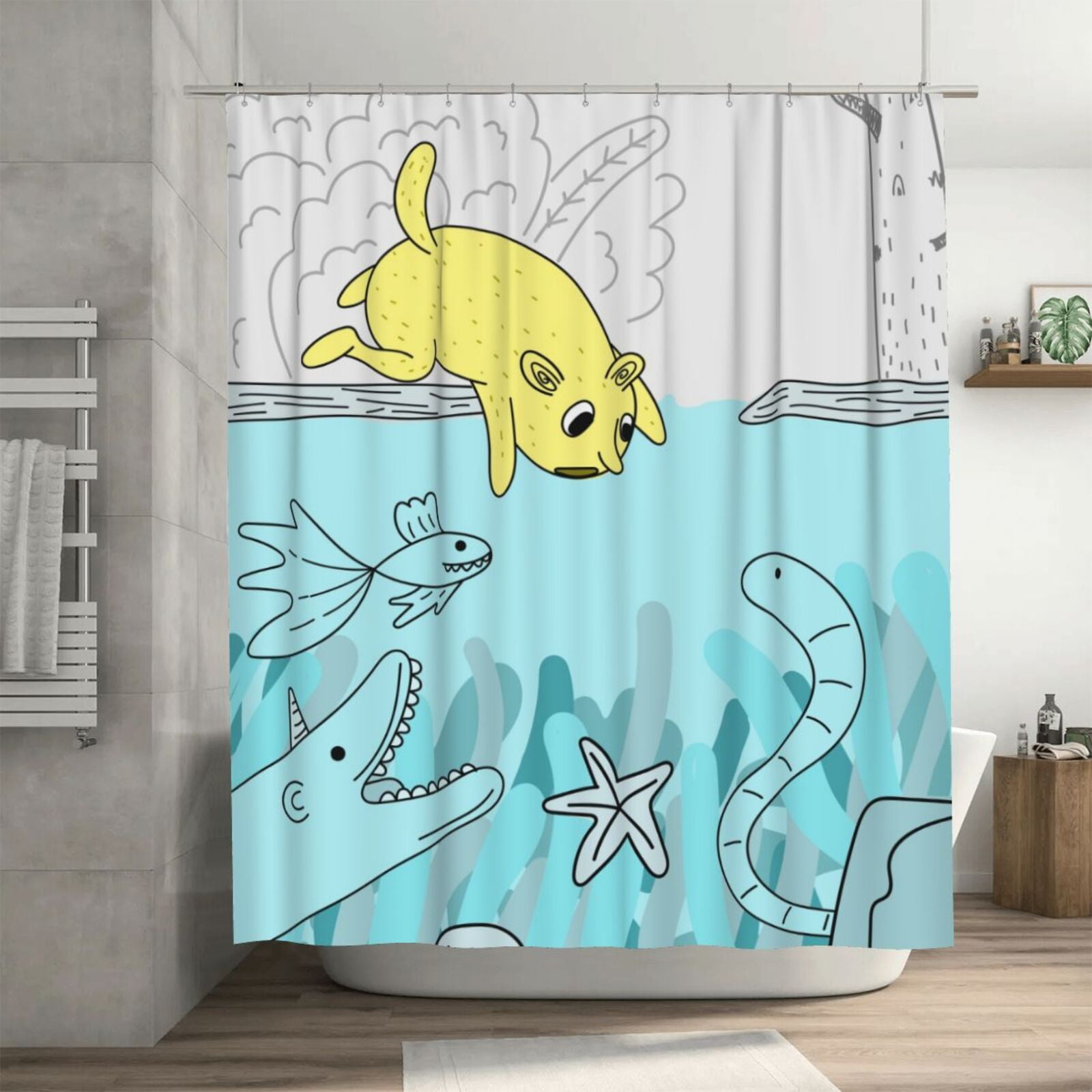 Hippo Cute Print Pattern Bathroom Shower Curtain