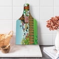 thumbnail image 1 of Cartoon Cutting Board, Composition Farm Animals on Fence Comic Mascots Dog Cow Horse Design, Decorative Tempered Glass Cutting and Serving Board, Wine Bottle Shape, Multicolor, by Ambesonne, 1 of 1