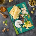 thumbnail image 1 of Cartoon Cutting Board, Fantasy Theme Little Boy Riding a Dragon with Heart Shaped Tail over the Hills, Decorative Tempered Glass Cutting and Serving Board, Small Size, Multicolor, by Ambesonne, 1 of 5