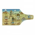 thumbnail image 1 of Cartoon Cutting Board, Historical Egypt Characters with Pyramids Cleopatra King Mummy Design Image, Decorative Tempered Glass Cutting and Serving Board, Wine Bottle Shape, Multicolor, by Ambesonne, 1 of 1