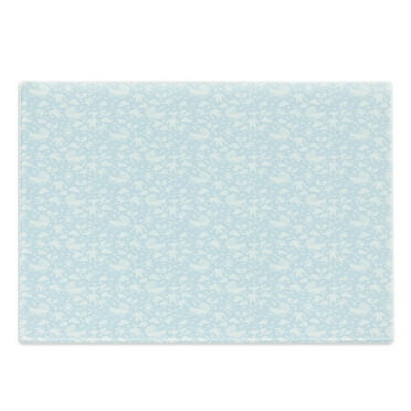 Cartoon Cutting Board, Love and Hearts Background with Teddy Bears Clothes Themed Design Print, Decorative Tempered Glass Cutting and Serving Board, Large Size, Pale Blue and White, by Ambesonne