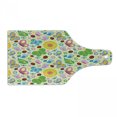 thumbnail image 1 of Cartoon Cutting Board, Spring Themed Vivid Colored Seasonal Elements Blooming Flowers Ladybugs Bees Birds, Tempered Glass Cutting and Serving Board, Wine Bottle Shape, Multicolor, by Ambesonne, 1 of 1