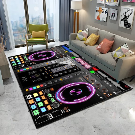 Cartoon DJ Music Screen Keyboard 3D Carpet Rug for Home Living Room Bedroom Sofa Doormat r Child Area Rug Non-slip Floor Mat