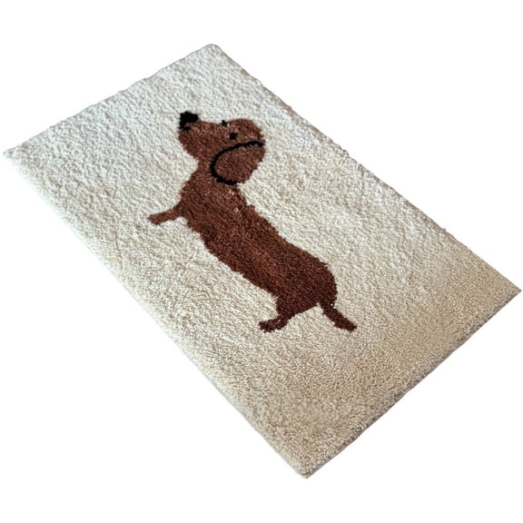 Cartoon Dachshund Bath Mat, Non-Slip Absorbent Floor Rug, 15.75x23.62inch