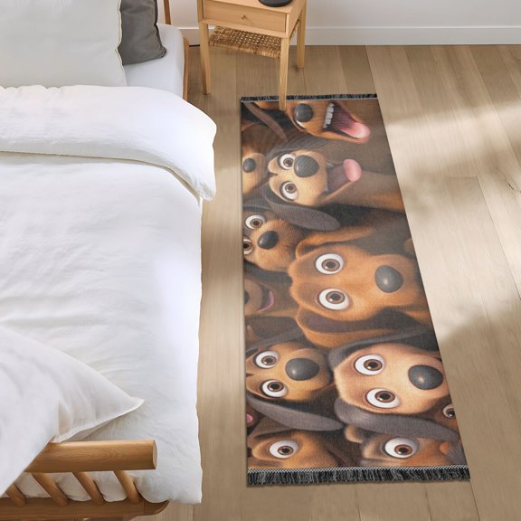 Cartoon Dachshund Bedroom Runner Rug 2'x 6' Non Slip Carpet Indoor Home Area Rug Living Room