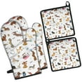 thumbnail image 1 of Cartoon Dachshund Kitchen Oven Mitt and Pot Holder Sets 4 Pcs for Baking, Cooking and Grilling, Heat Resistant Up To 392 °F, 1 of 7