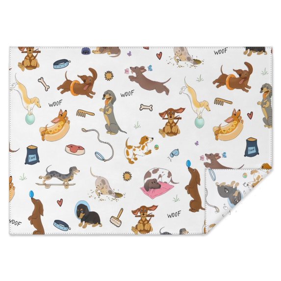 Cartoon Dachshund Rectangle Tablecloth 60"x84",Waterproof Polyester Rectangle Table Cloth, Wipeable Spillproof Polyester Tablecloth for Dining, Camping, Indoor and Outdoor