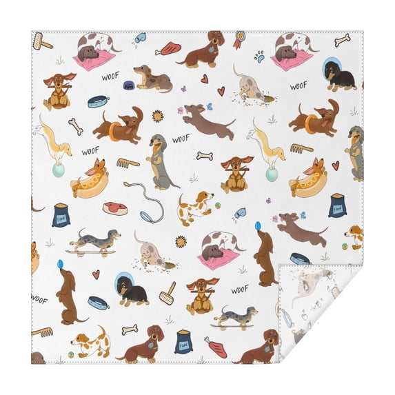 Cartoon Dachshund Square Tablecloth,Waterproof Square Table Cover,Wipeable Spillproof Washable Table Cover for Home Kitchen Party Decor 60"x60"(152x152cm)