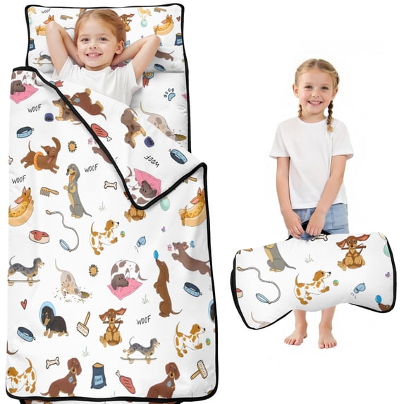 Cartoon Dachshund Toddler Nap Mats for Kids Preschool,Sleeping Mat Bag or Kids,Toddler Sleeping Bag,Toddler Nap Mat or Daycare