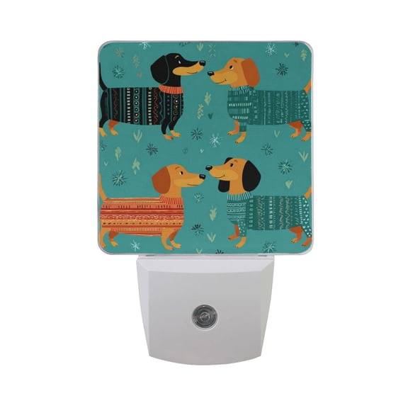 Cartoon Dachshund with Sweaters LED Night Light with Smart Sensor Plug Into Wall Dusk to Dawn 2 packs