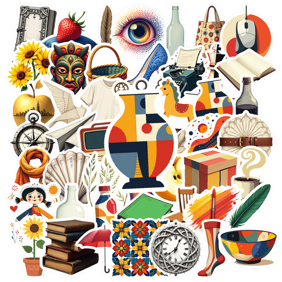 Cartoon Daily Items Theme Stickers, Waterproof Daily Items Theme Sticker for Water Bottle Laptop Phone Cases Planner Skateboard Luggage Helmet Party Favor Decor, Ideal for Adults Teens Teacher Rewards