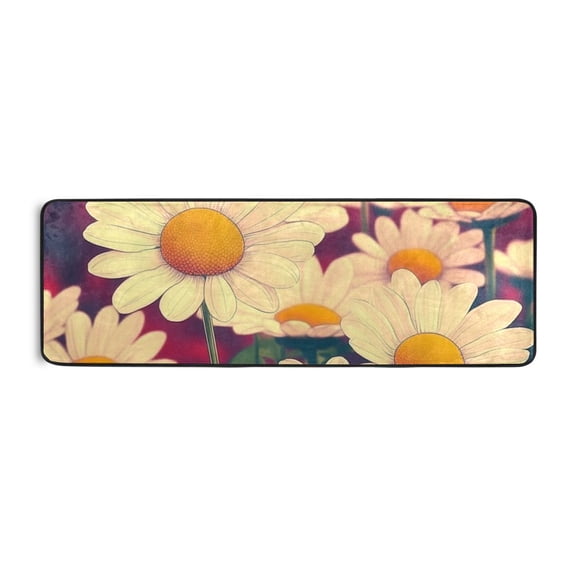 Cartoon Daisy Illustration Runner Rug for Hallways Kitchen Non Slip 2'x 6' Washable Hall Carpet for Bedroom Entryway Laundry Room