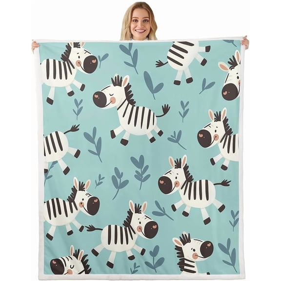 Cartoon Dancing Zebra Pattern Deocr Flannel Fleece Blanket Microfiber Blanket for Couch Sofa Bed Throws for Users Teens Lightweight Bedspread, Twin Size (60 x 80 Inches)