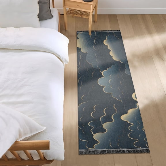 Cartoon Dark Clouds Runner Area Rug 2x6 Soft Non-Slip Washable Bedside Carpet for Hallway Bedroom Living Room Home Decor