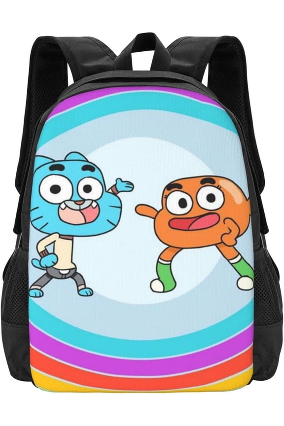 Cartoon Darwin Backpack The Amazing Anime World Of Gumball Theme Backpack Casual Lightweight Backpack The Amazing Anime World Of Gumball Fans Gift Style-4